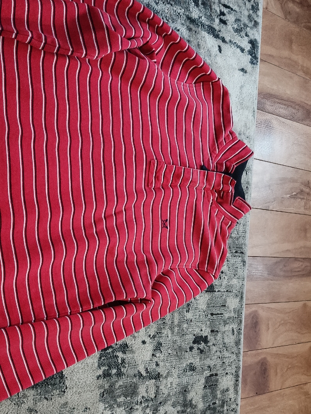 Men's Red Striped Long-Sleeve Polo Shirt